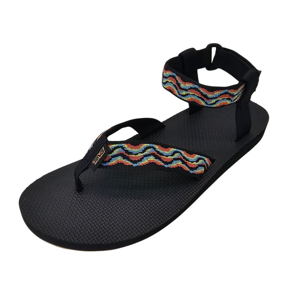 Teva Black Hiking Sandals with Retro Multicolor Woven Straps